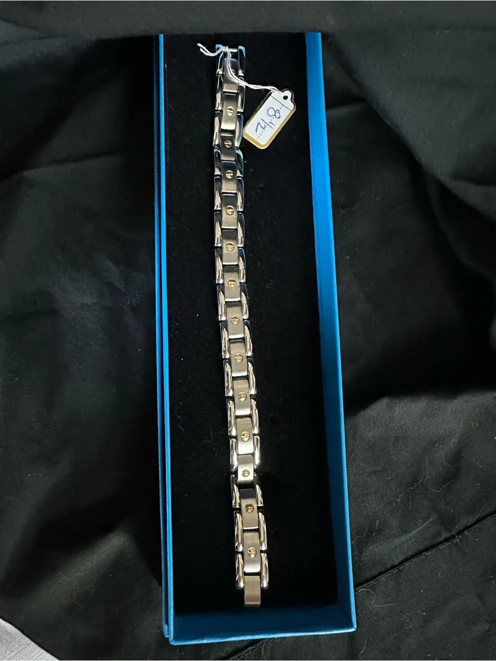 Mens Two-Tone Stainless Steel Gold Tone Screw Head Link Bracelet